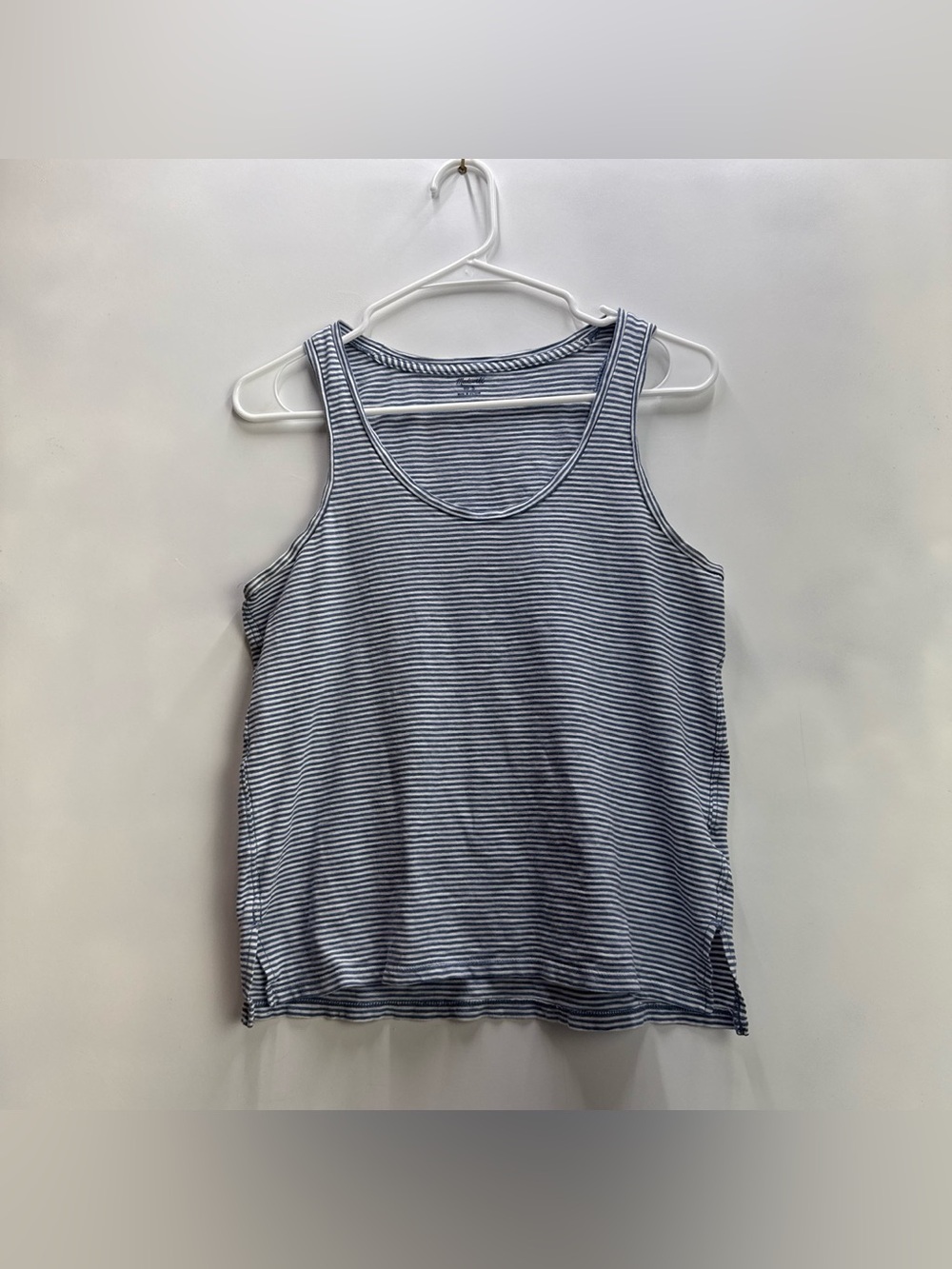Madewell Women’s Navy and White Striped Tank Top
